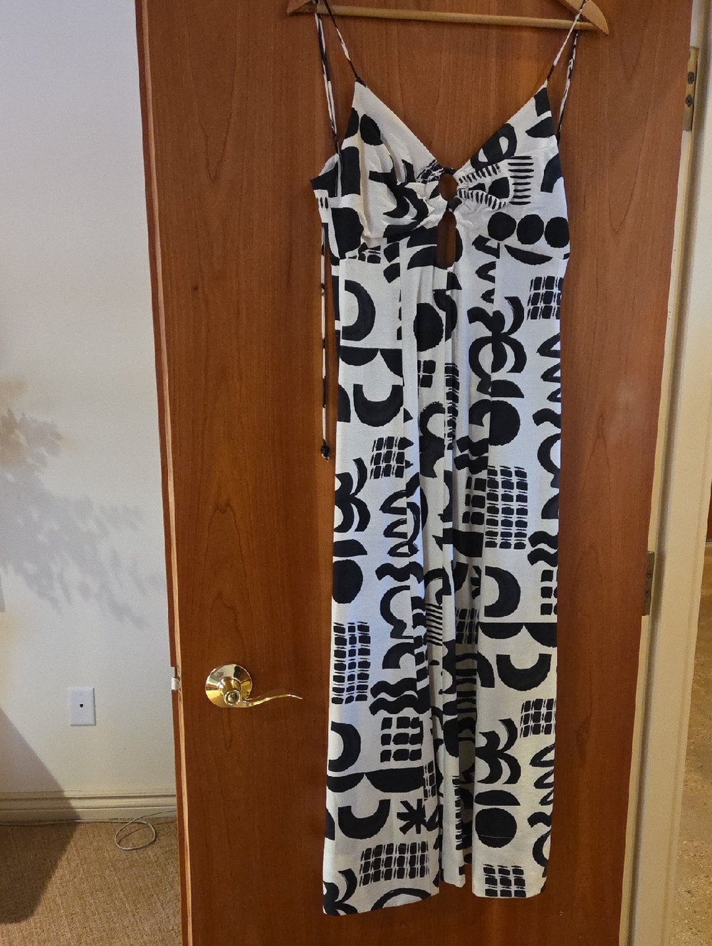 Zara Abstract Black & White Graphic Print Maxi Dress Size S